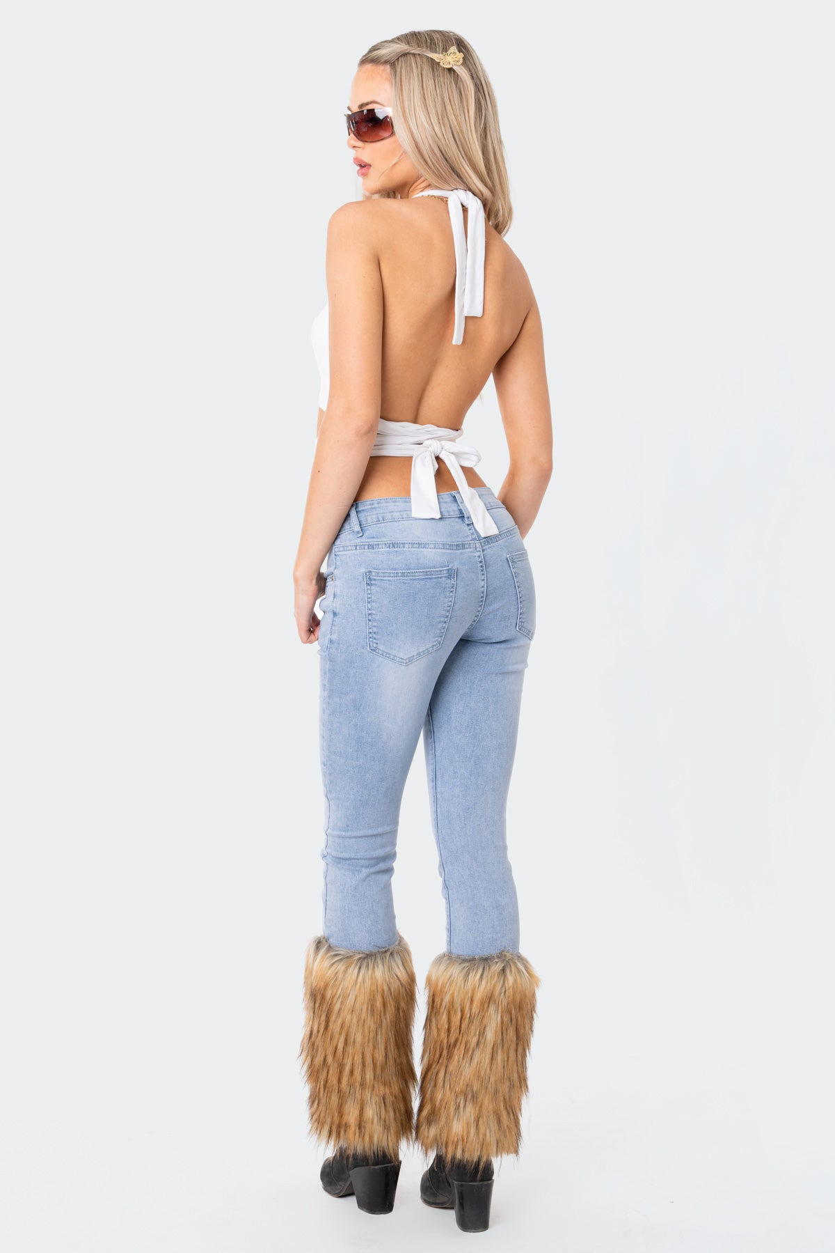 Nahla Low-Rise Faux Fur Jeans