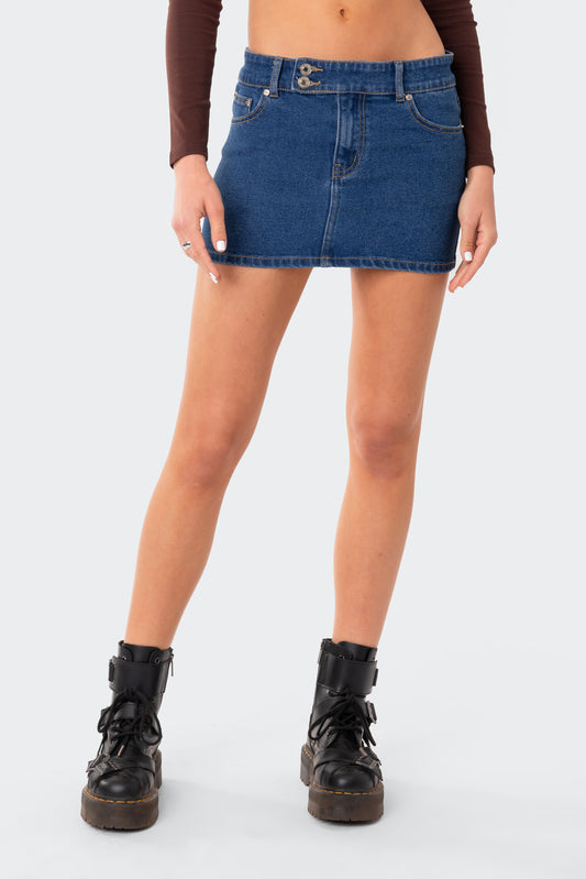 Laiha Low-Rise Denim Mini Skirt