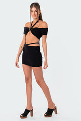 Kayla Strappy Knit Mini Skirt