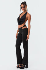 Ashanti Low-Rise Cut-Out Flared Pants