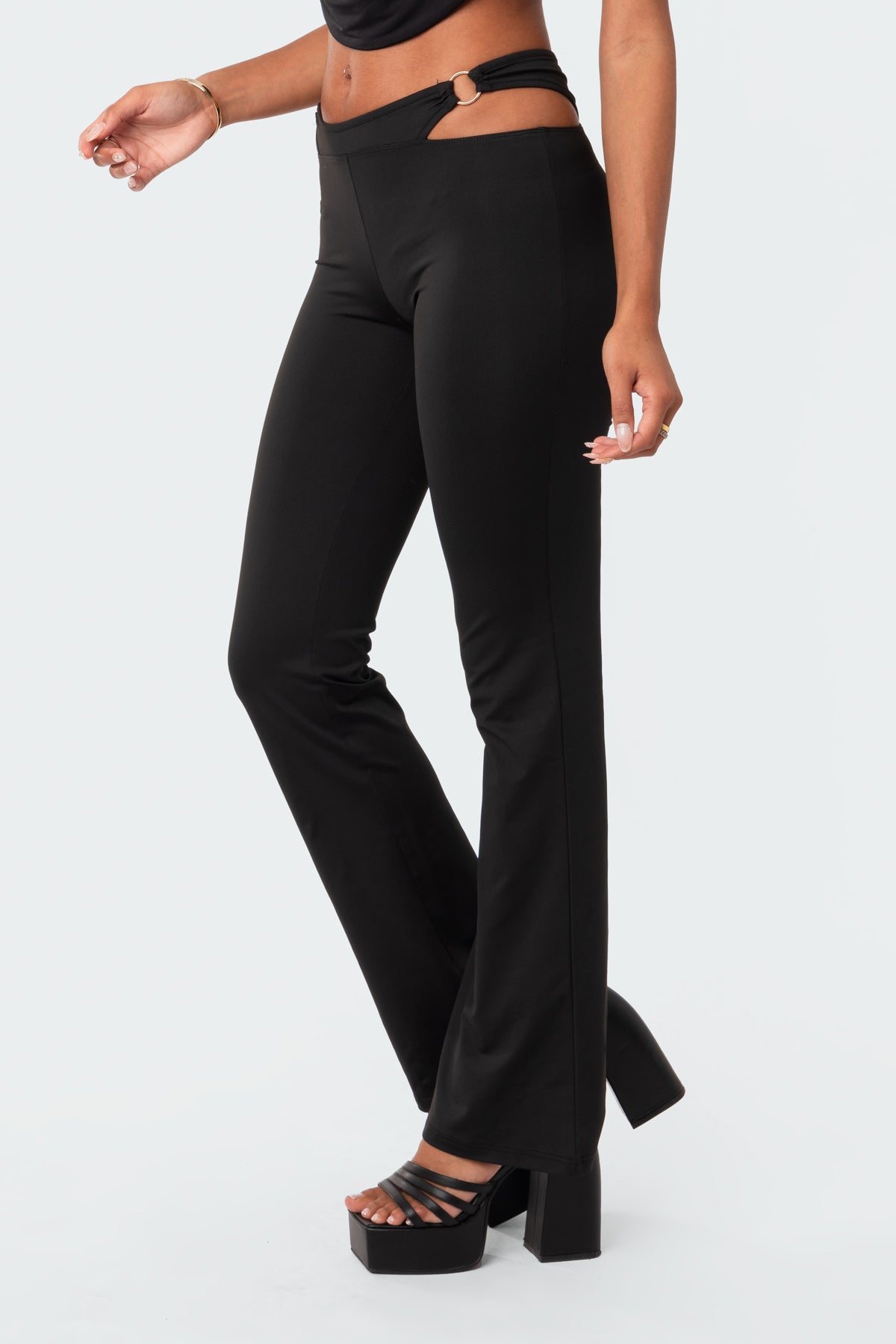 Ashanti Low-Rise Cut-Out Flared Pants