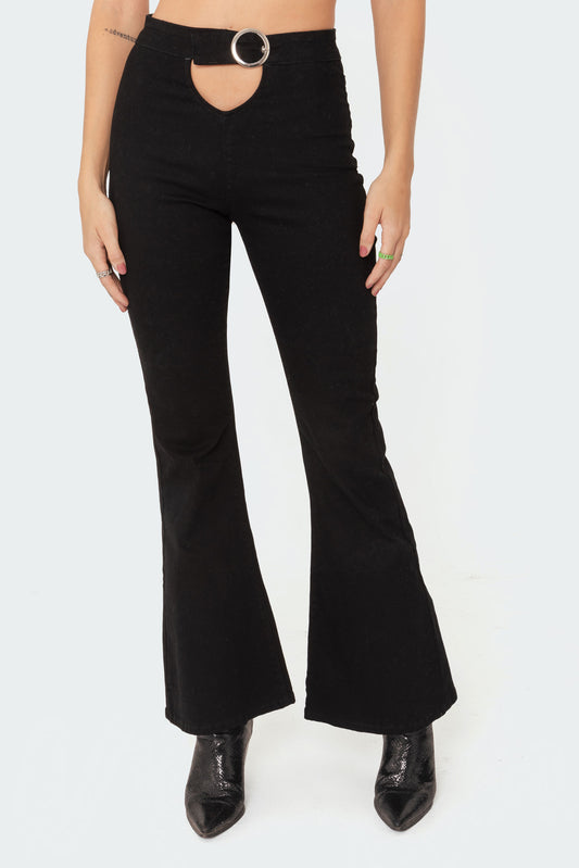 Olympia Cut-Out Flared Jeans
