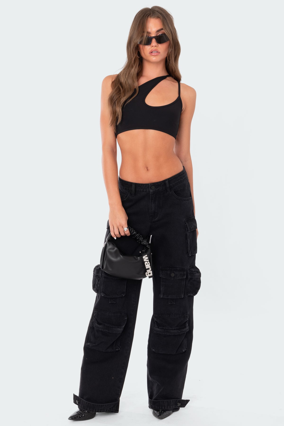 Asymmetrical Ribbed Cut Out Crop Top