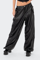 Rebel Faux Leather Cargo Pants