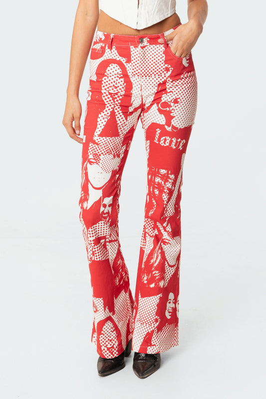 Andy Printed Flared Jeans