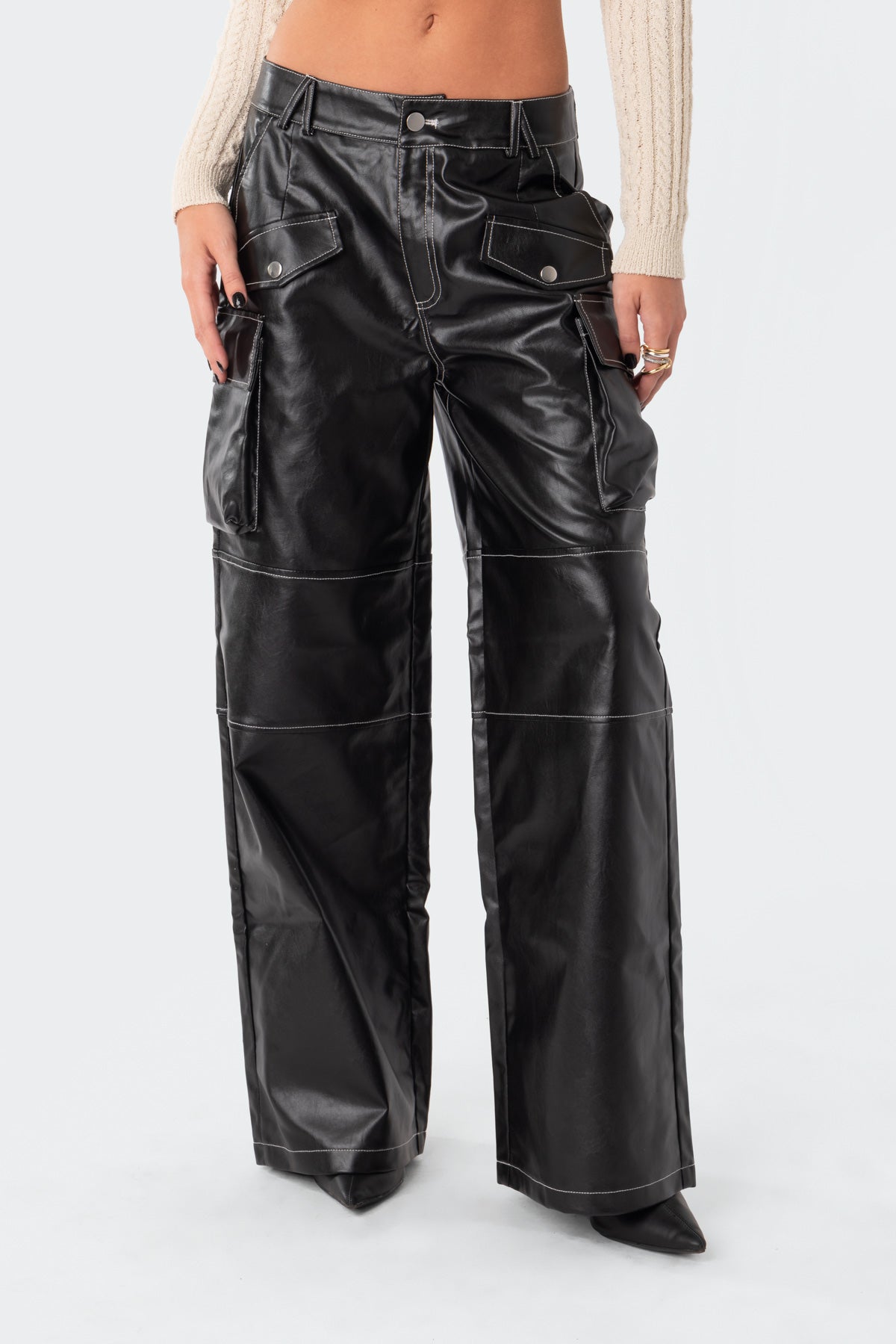 Faye Faux Leather Cargo Pants