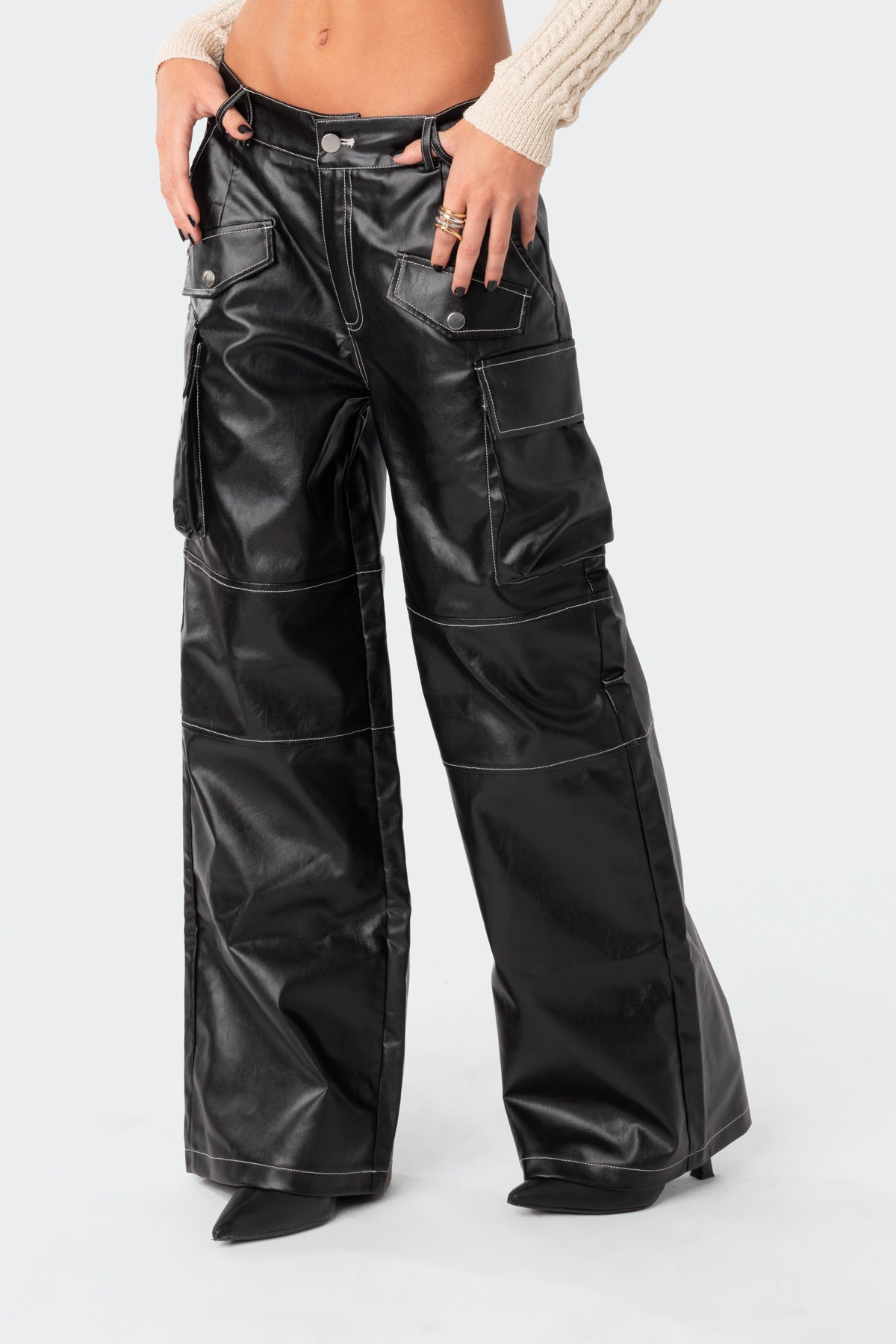 Faye Faux Leather Cargo Pants