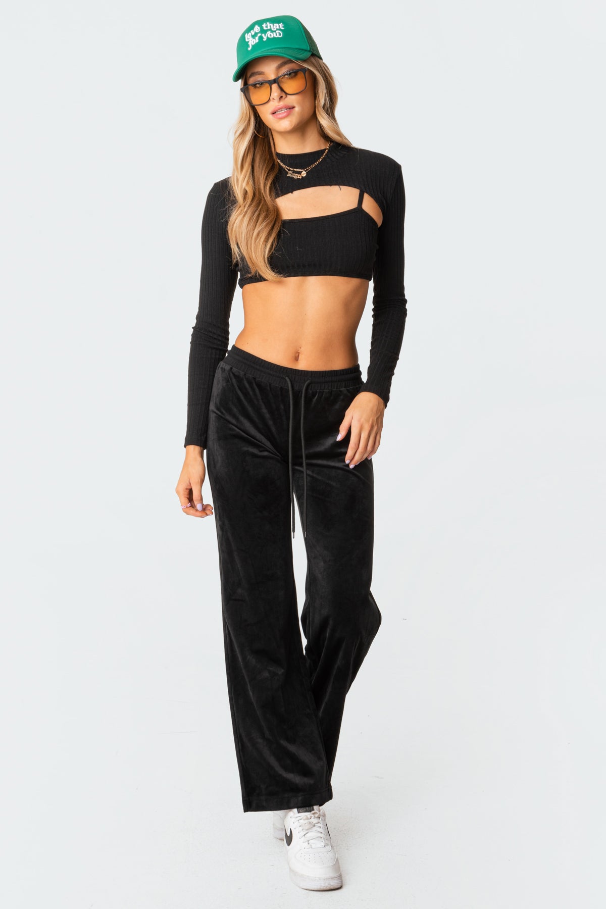 Erin Low-Rise Velour Sweatpants