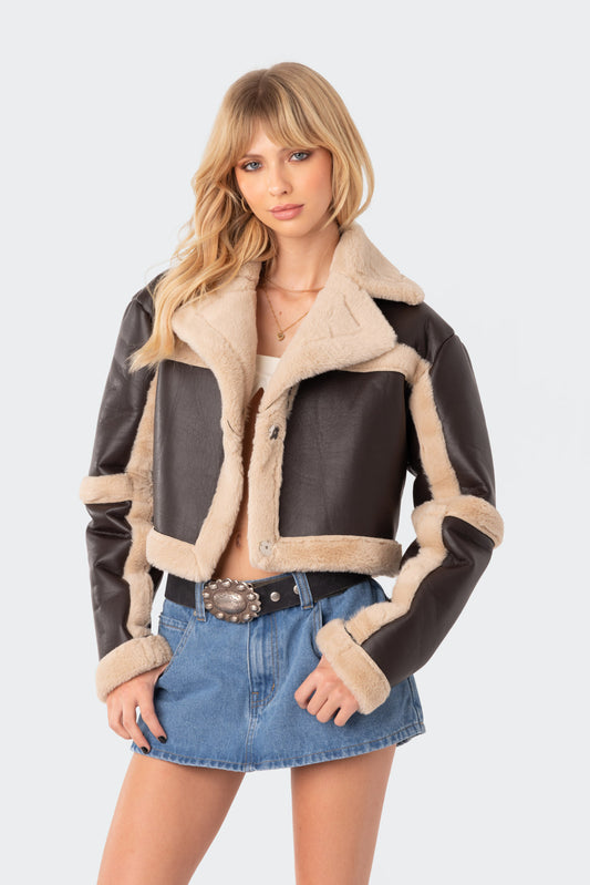 Ricky Faux Leather Shearling Jacket