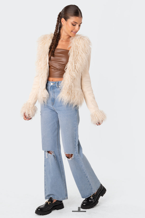 Faux Fur Trim Coat