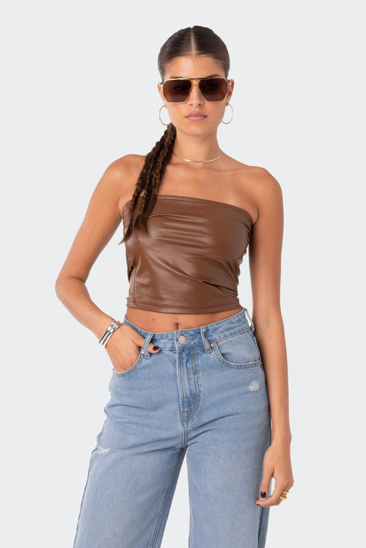 Showstopper Faux Leather Tube Top