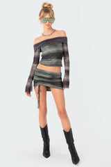 Terah Drawstring Mesh Mini Skirt