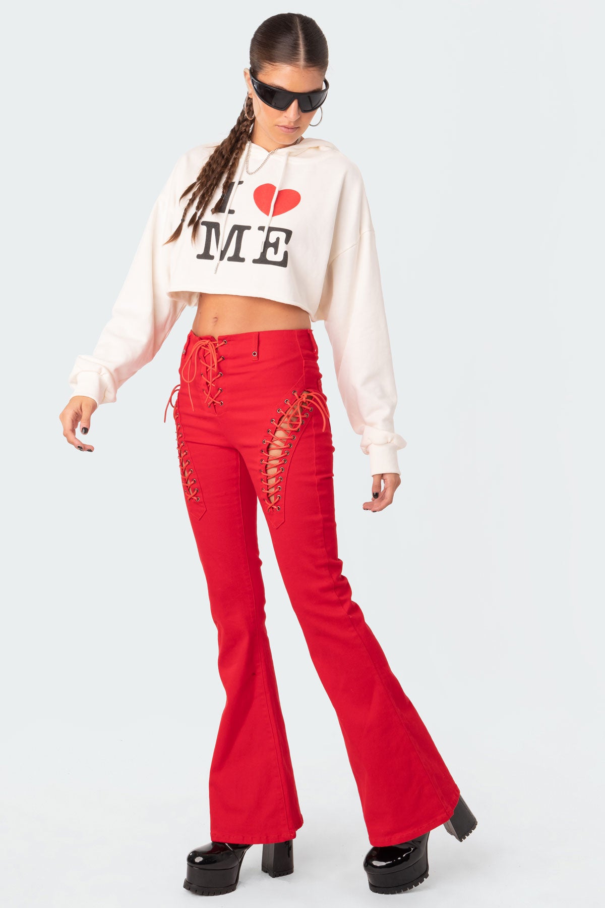 Engine Red Flared Jeans