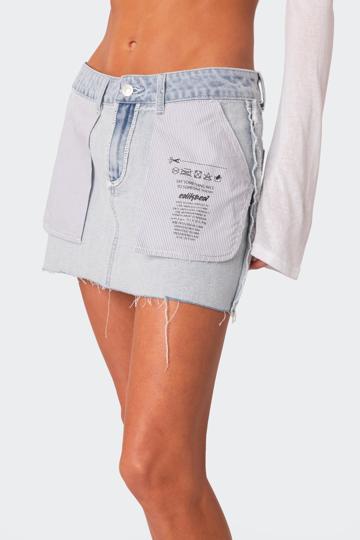 Inside Out Low Rise Denim Mini Skirt