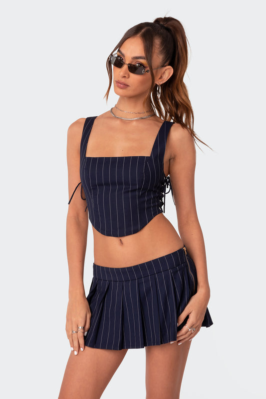 Pinstripe Side Lace Up Corset