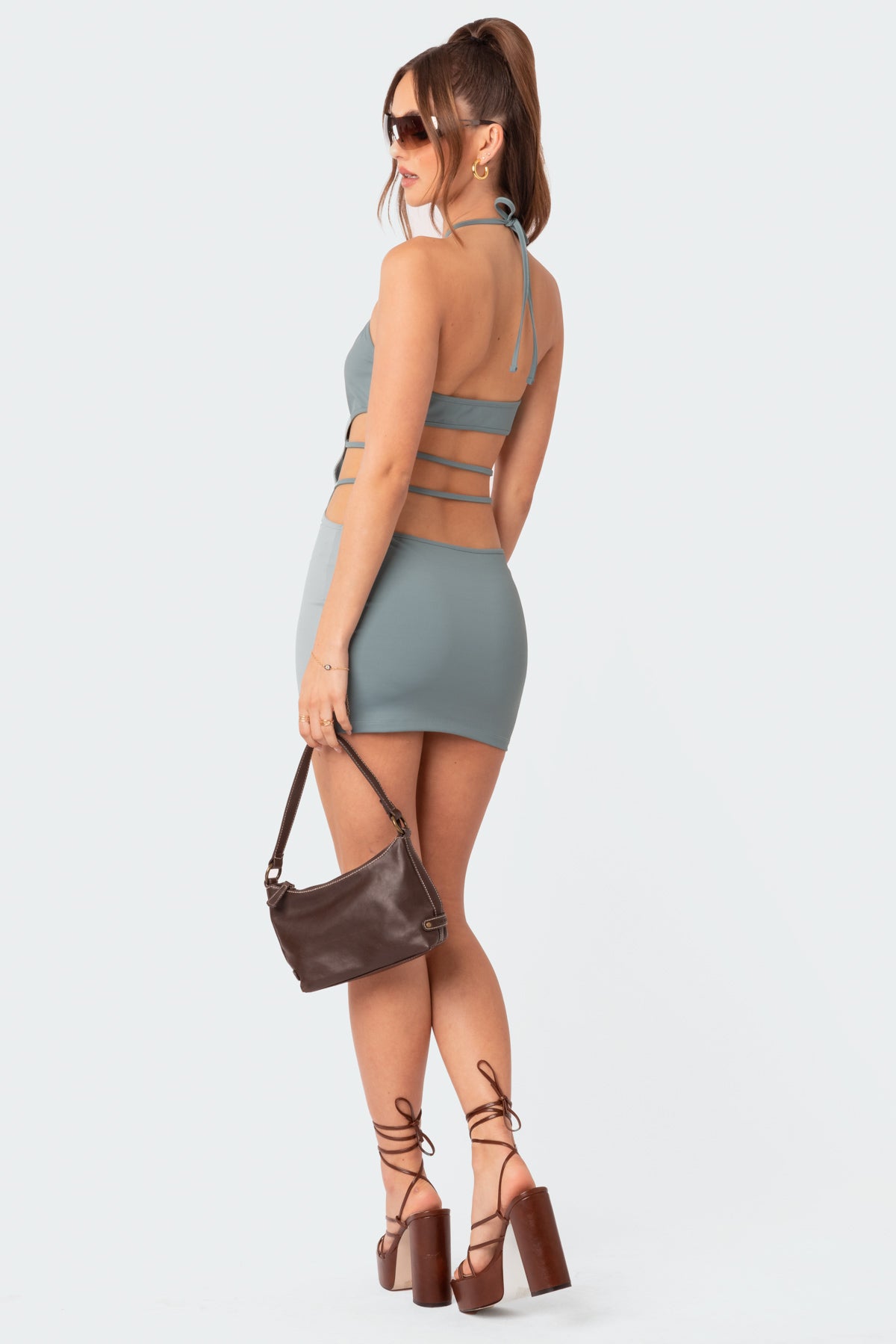 Strappy Cut Out Halter Mini Dress