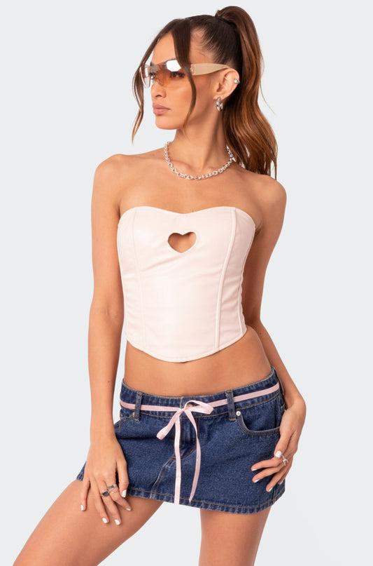 Heartthrob Faux Leather Lace Up Corset