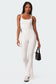 Strappy Ribbed Open Back Flared Jumpsuit