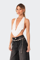 Scoop Neck Open Back Crop Top