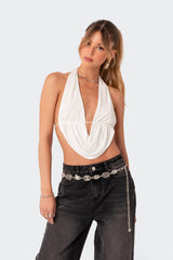 Scoop Neck Open Back Crop Top