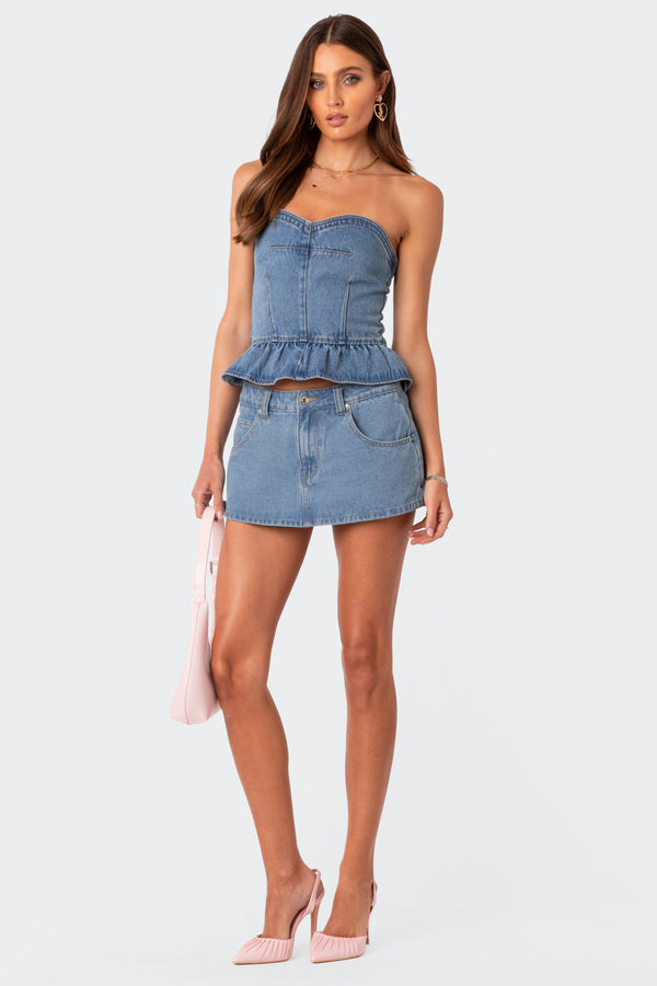 Echo Peplum Denim Corset