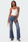 Distressed Low Rise Flared Jeans