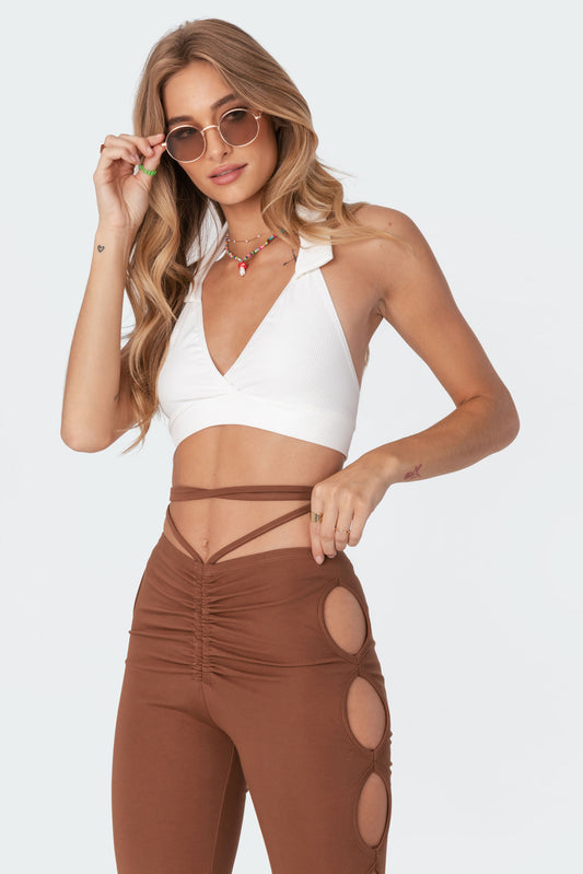 Jerry Ribbed Open-Back Crop Top