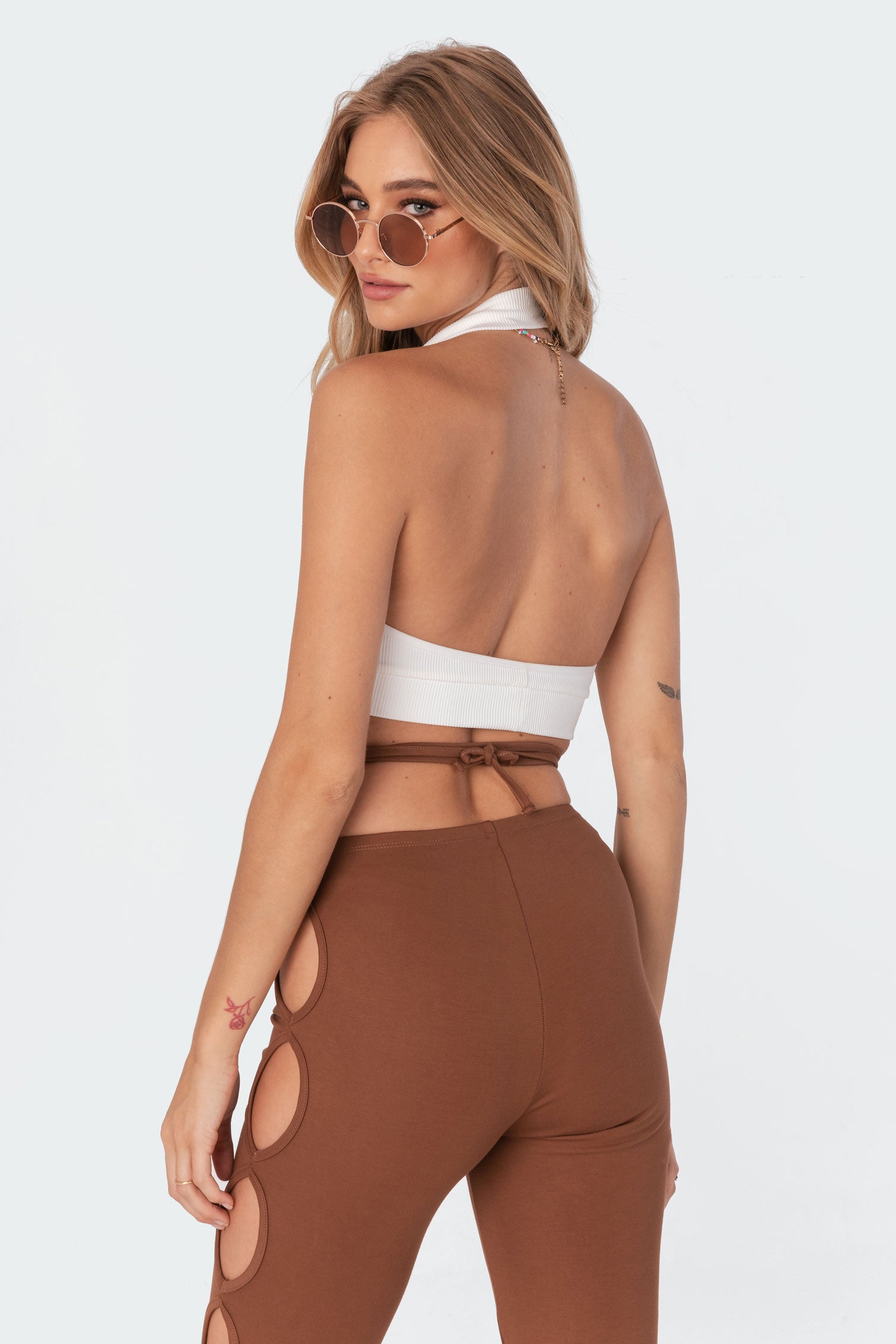 Jerry Ribbed Open-Back Crop Top