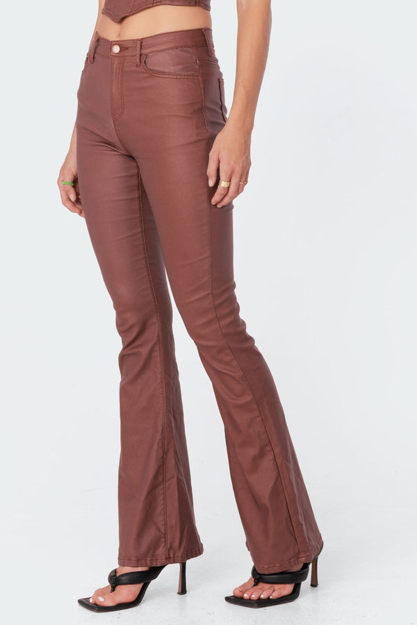 Luna Faux Leather Flare Jeans