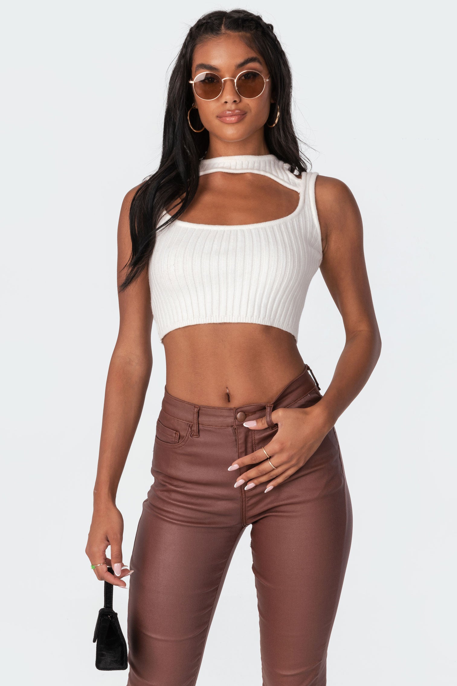 Lou Open-Neck Knitted Top