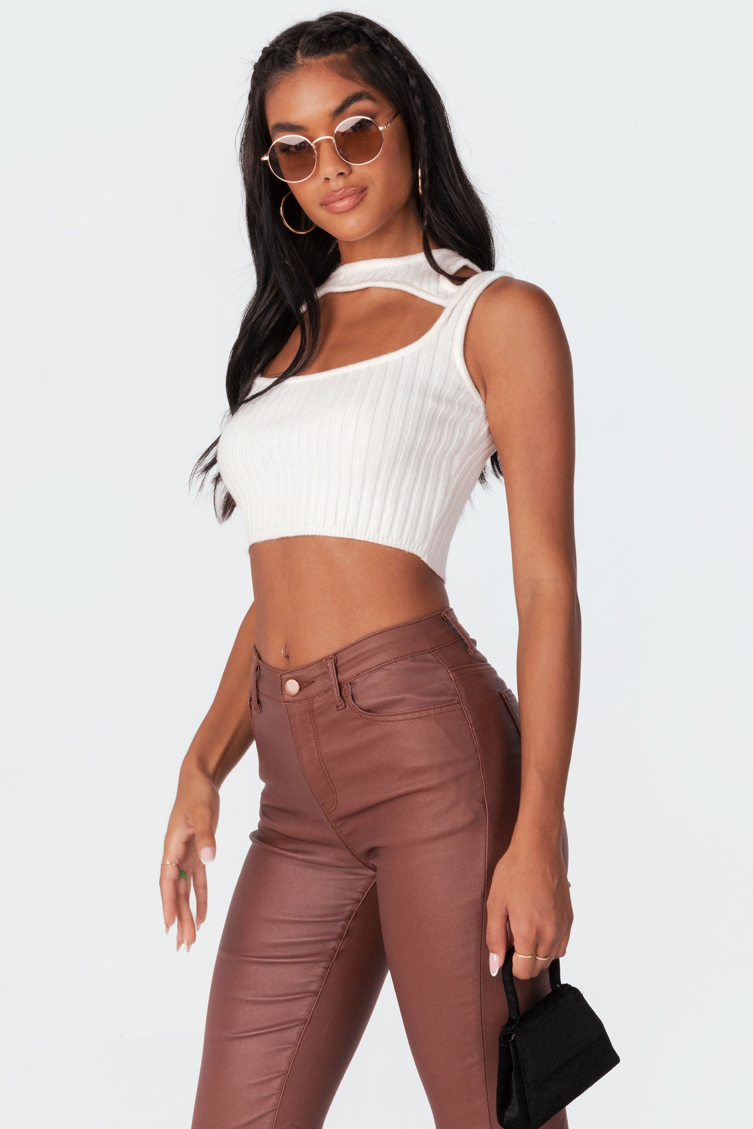 Lou Open-Neck Knitted Top