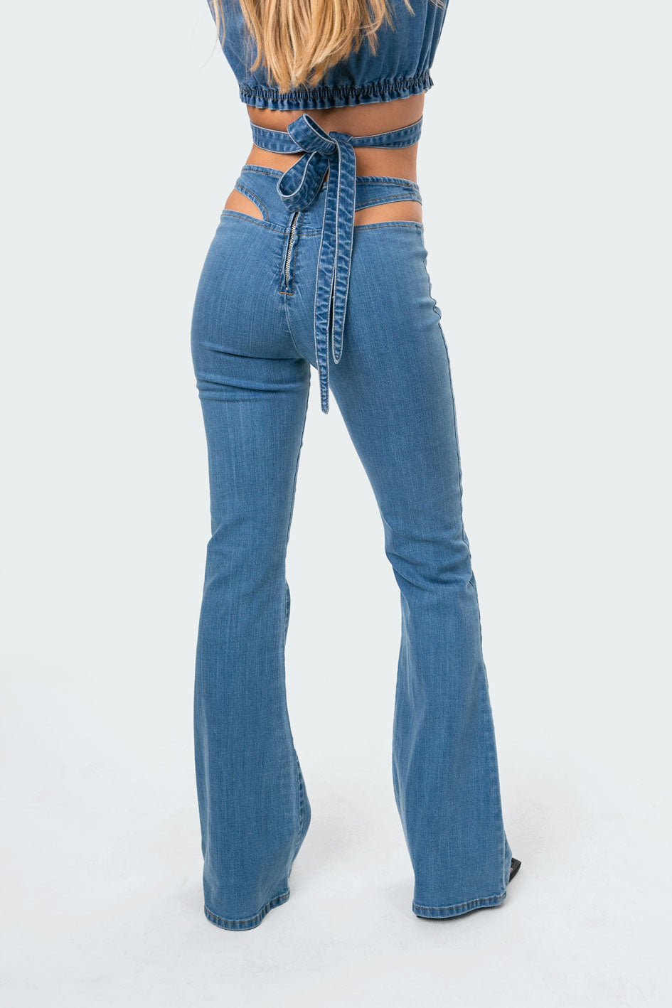 KIRA CUT-OUT FLARED JEANS (6066823692455)